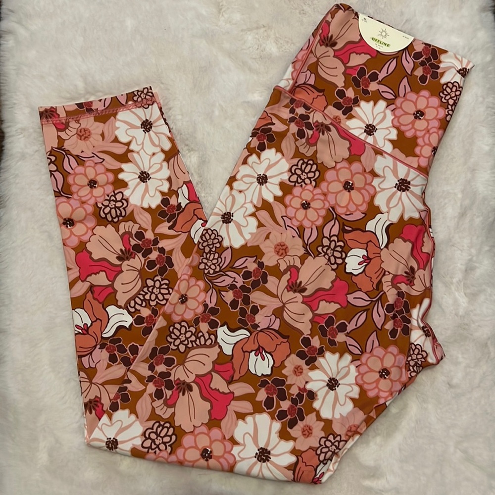 Aerie Offline Real ME 7/8 floral leggings hi-rise NWT XL